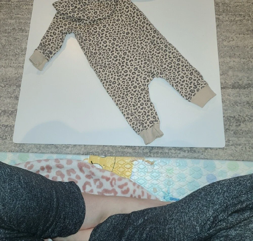 Carters Beige Leopard Print Hooded Baby One-Piece With Ears Size 6 Months.